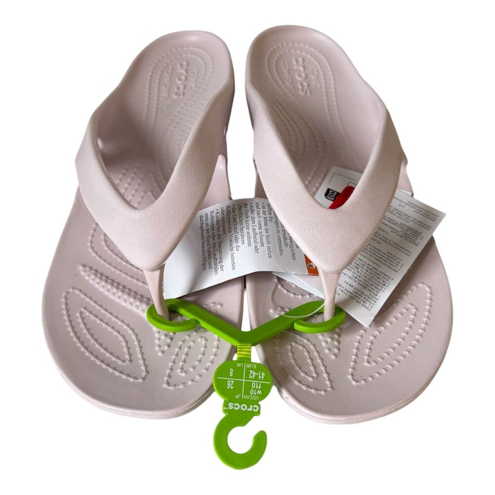 Crocs Flip Flops Pale Pink Womens 10 Croslite Thong Sandals NWT New